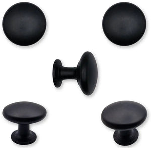 5X Kastknop / Meubelknop Macon 27 mm Aluminium Zwart Set 5