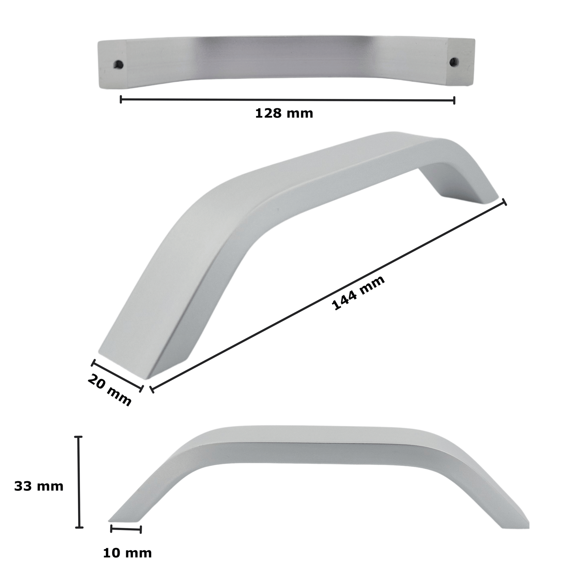 Handgreep 128mm Aluminium Mat – Tulsa - BY MJM - GMJ10
