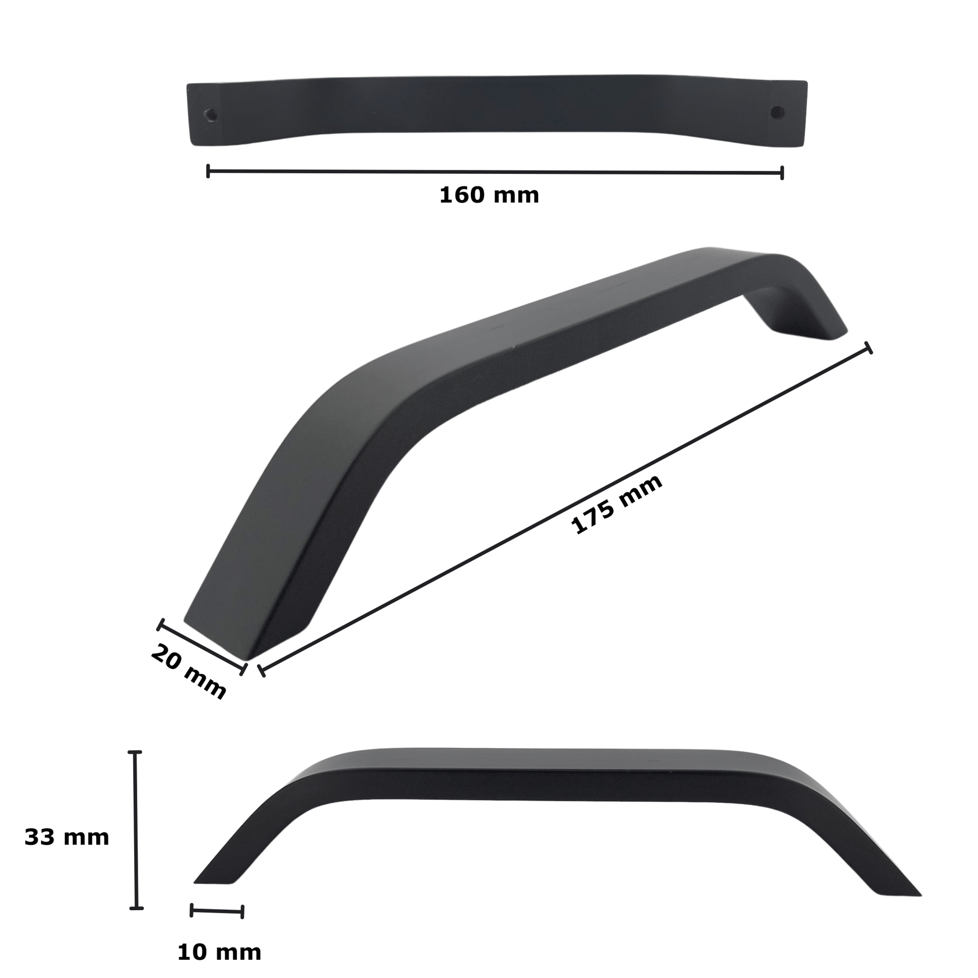 Handgreep 160mm Zwart – Tulsa - BY MJM - GMJ13