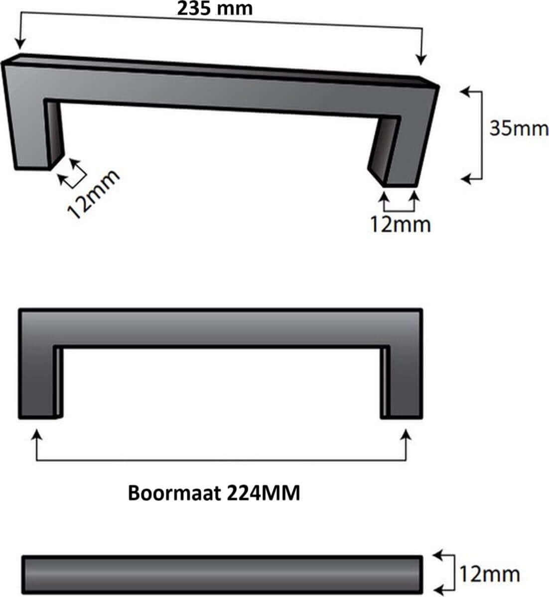 Handgreep 224mm RVS Wit – Dallas - BY MJM - GMJ63