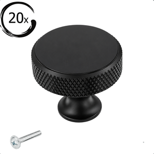 20x Türknauf 30mm Aluminium Schwarz – Lowell