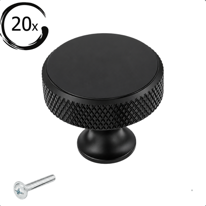 20X Deurknop 30mm Aluminium Zwart – Lowell